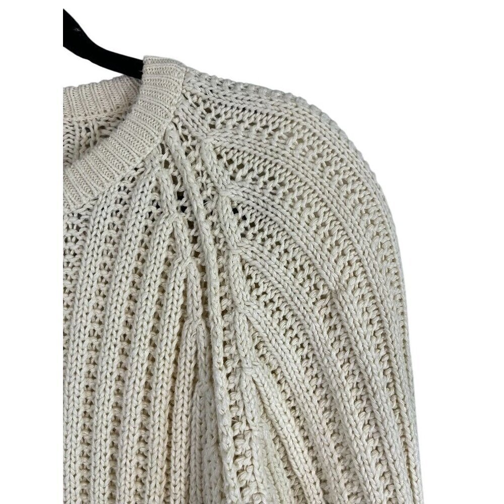USA Classic Sweater Women L Cream Knit Pullover Neutral Cropped 80s - Picture 2 of 11